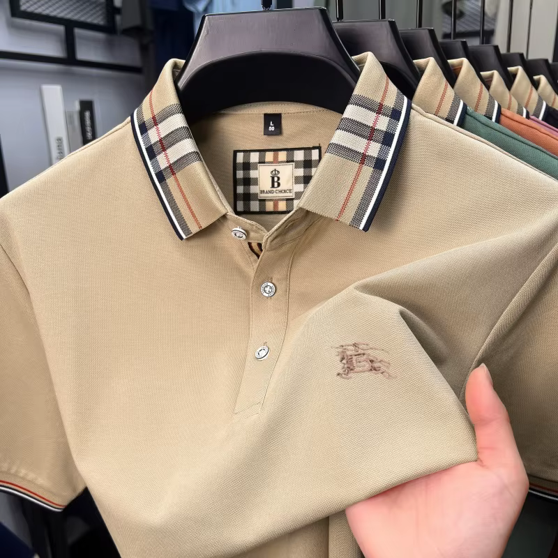 Luxe marque soie coton manches courtes polo shirt mode Paul pony broderie hommes t - shirt été confo