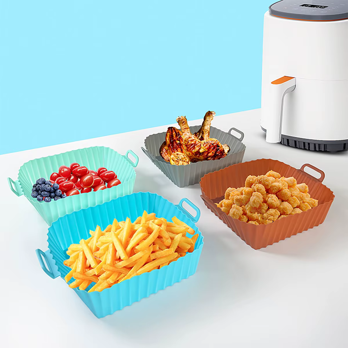 Pot de revêtement en Silicone pour friteuse à Air, panier de friteuse à Air, Gadgets de cuisine, pla