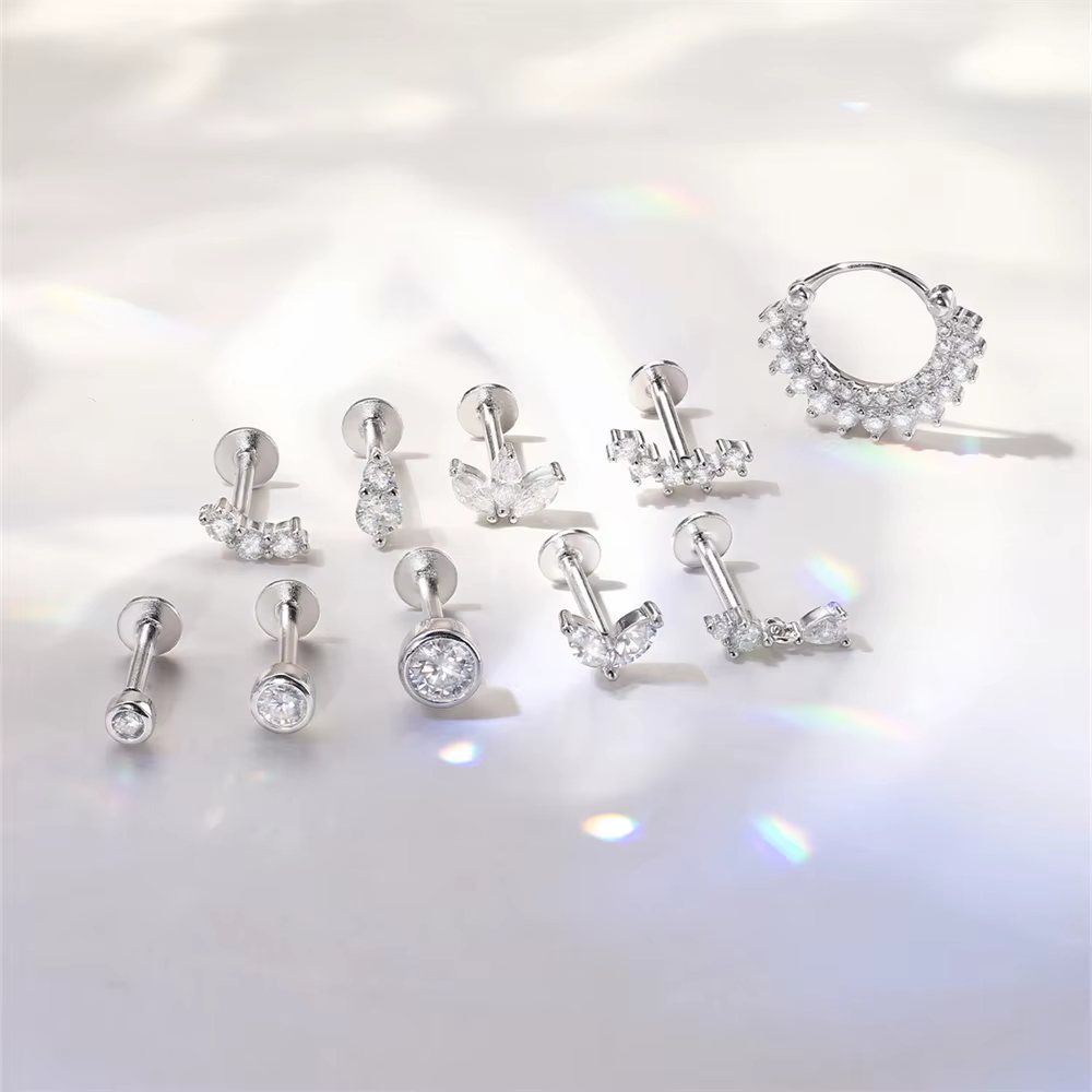 Aide Moissanite diamant boucles d'oreilles pour femmes original 925 en argent Sterling vis arrière f