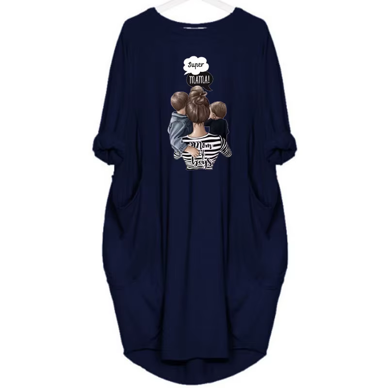 Robe ample à manches longues pour femmes, grande taille, automne hiver, décontractée, col rond, coul
