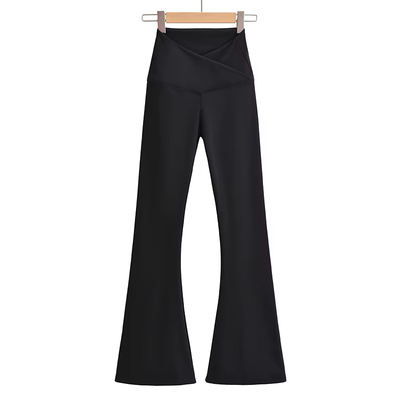 Legging évasé noir pour femme, pantalon de yoga, style streetwear décontracté, tenue résistante, aut