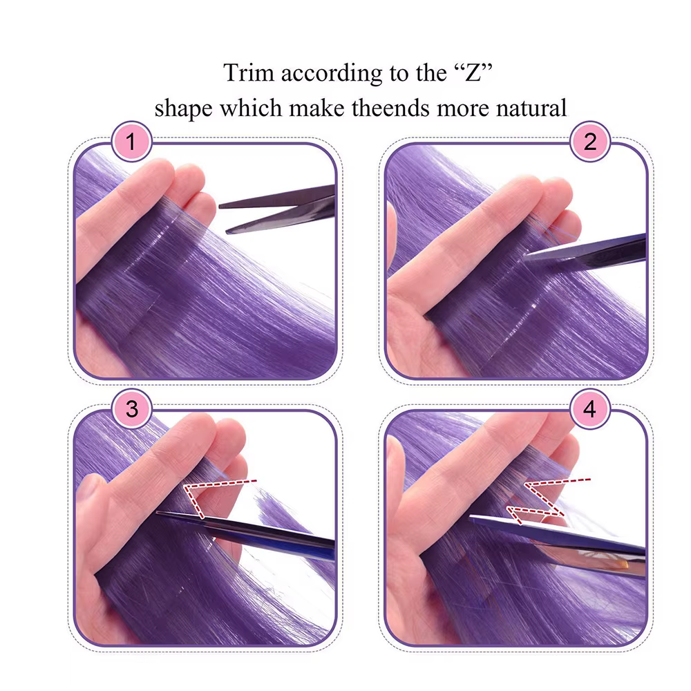Extensions capillaires synthétiques à reflets colorés pour filles, postiches lisses multicolores de 