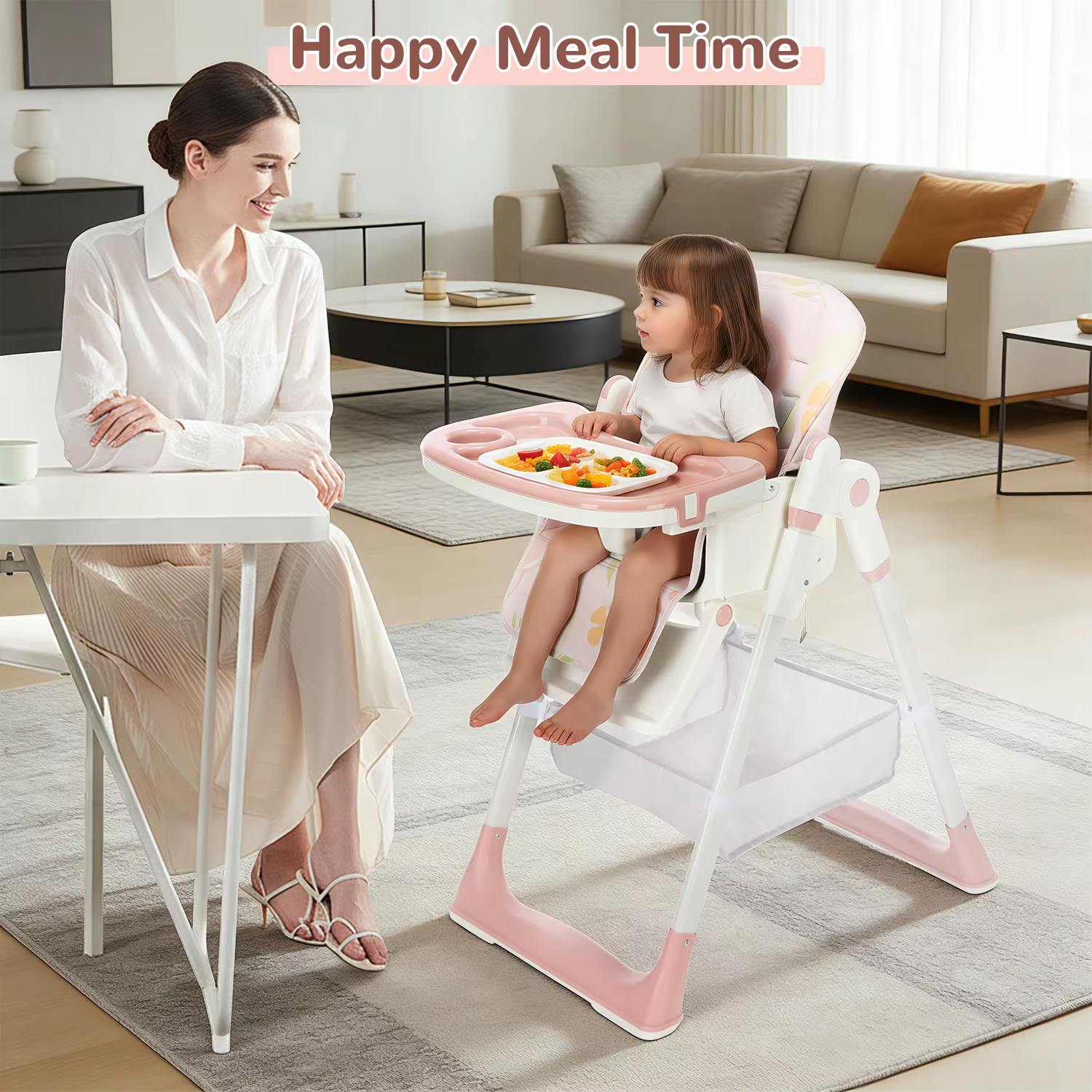 Chaise haute pliante pour bébé, chaise haute inclinable et inclinable, chaise haute réglable en haut