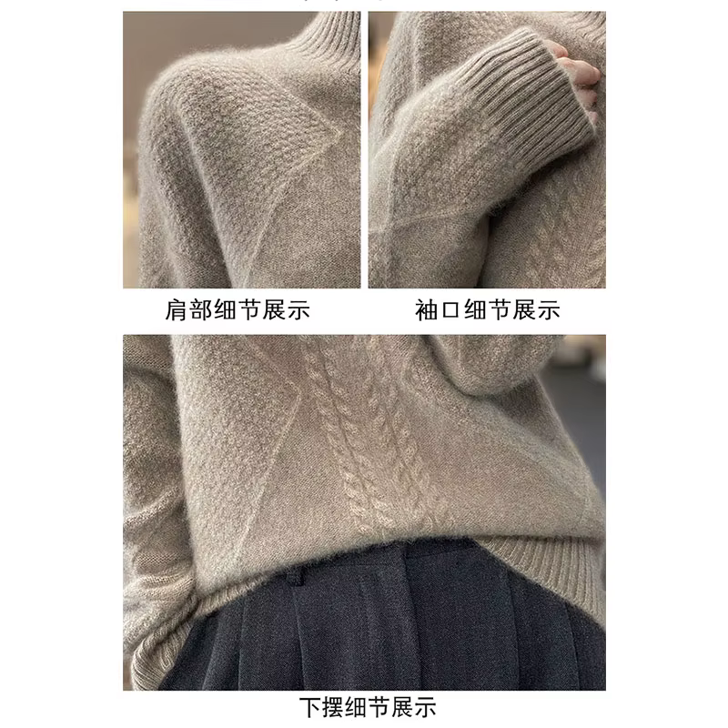 Pull à demi-col roulé pour femmes, pulls décontractés pour femmes, pulls épais pour documents, doux 