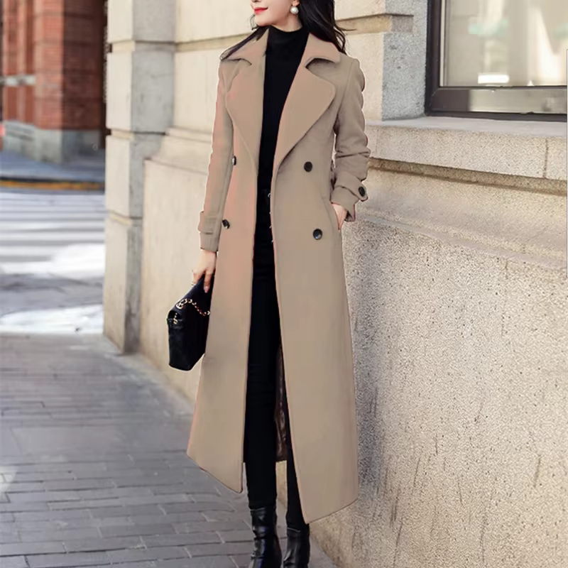 Manteau femme hiver mode coréenne Long enduit épaissi laine manteau d'hiver pour femmes manteau noir
