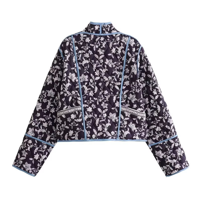 Manteau en coton violet à motifs floraux vintage pour femme, collection automne-hiver 2026, veste dé