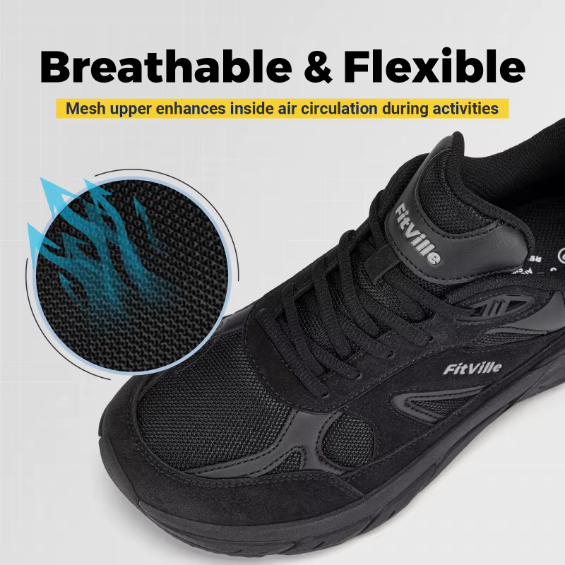 FitVille Chaussures de marche pour hommes à coupe extra large avec soutien de la voûte plantaire, ba
