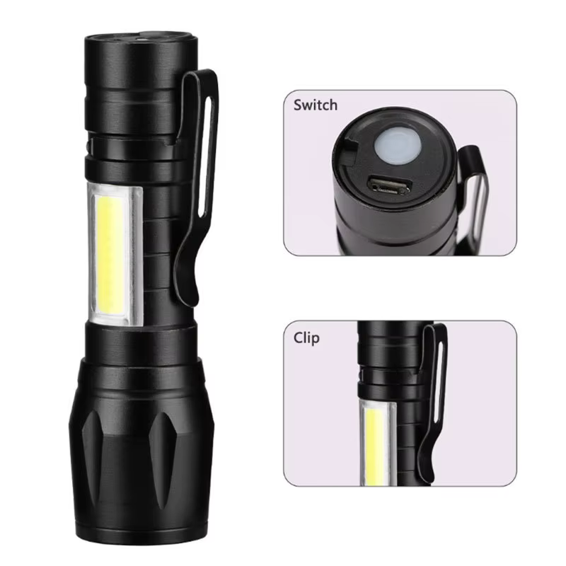 Mini lampe de poche LED Rechargeable COB + XPE, torche Portable, lanterne de Camping, lumière de mis