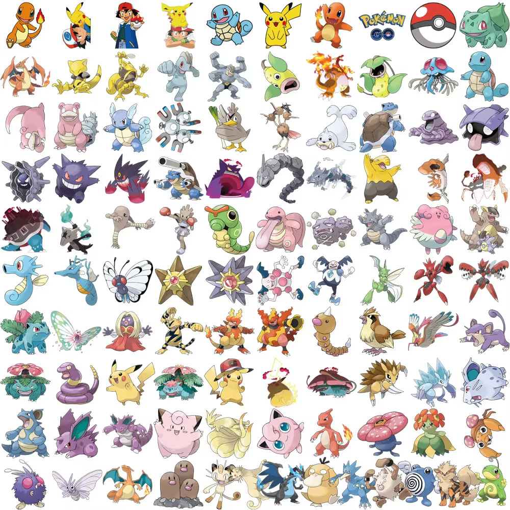 Autocollants Pokemon Pikachu Kawaii, 100/200 pièces, pour ordinateur portable, téléphone, valise, Sk