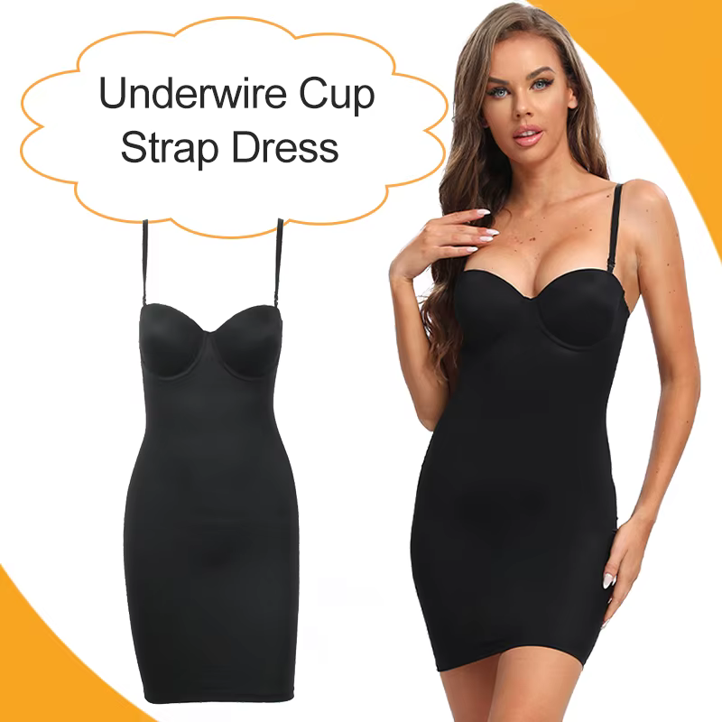 Robe droite extensible pour femmes, avec bonnet à armatures, robes simples et Sexy, bretelles Spaghe