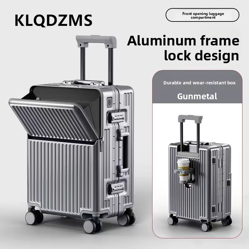 KLQDZMS valise multifonctionnelle ouverture avant valise d'embarquement boîtier de chariot pour ordi