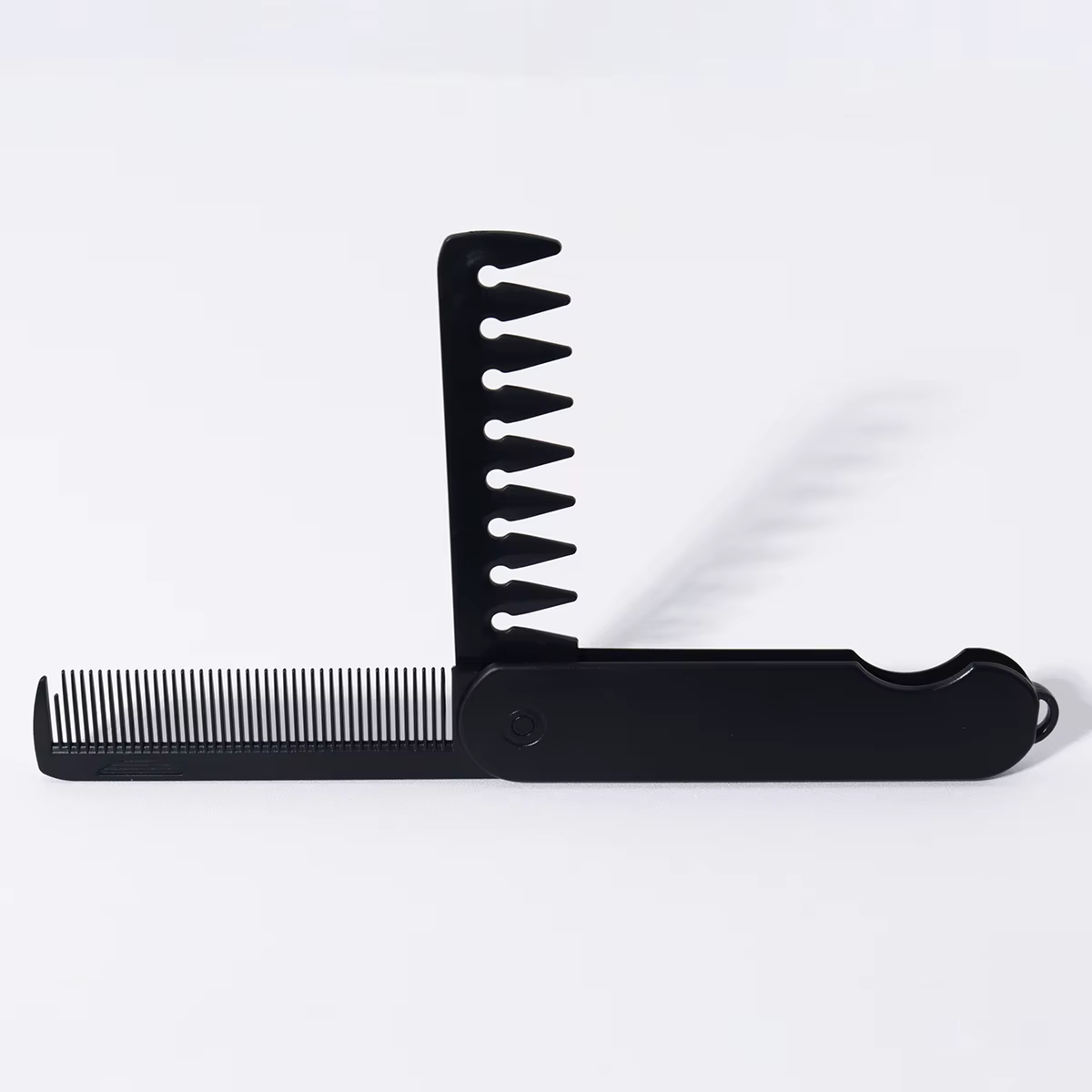 Peigne pliant noir 2 en 1, peigne pliant à double dent pour frange sèche et humide, design portable,
