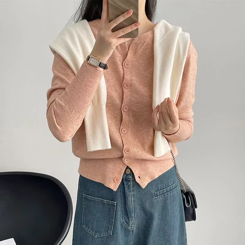 Nouvelle Collection 2026 – Pull court en cachemire tricoté molletonné pour femme, col rond, chaud, s