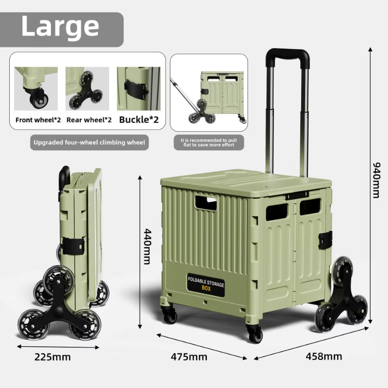 Chariot utilitaire pliable tout usage, transporteur d'épicerie robuste avec grand panier pour faire