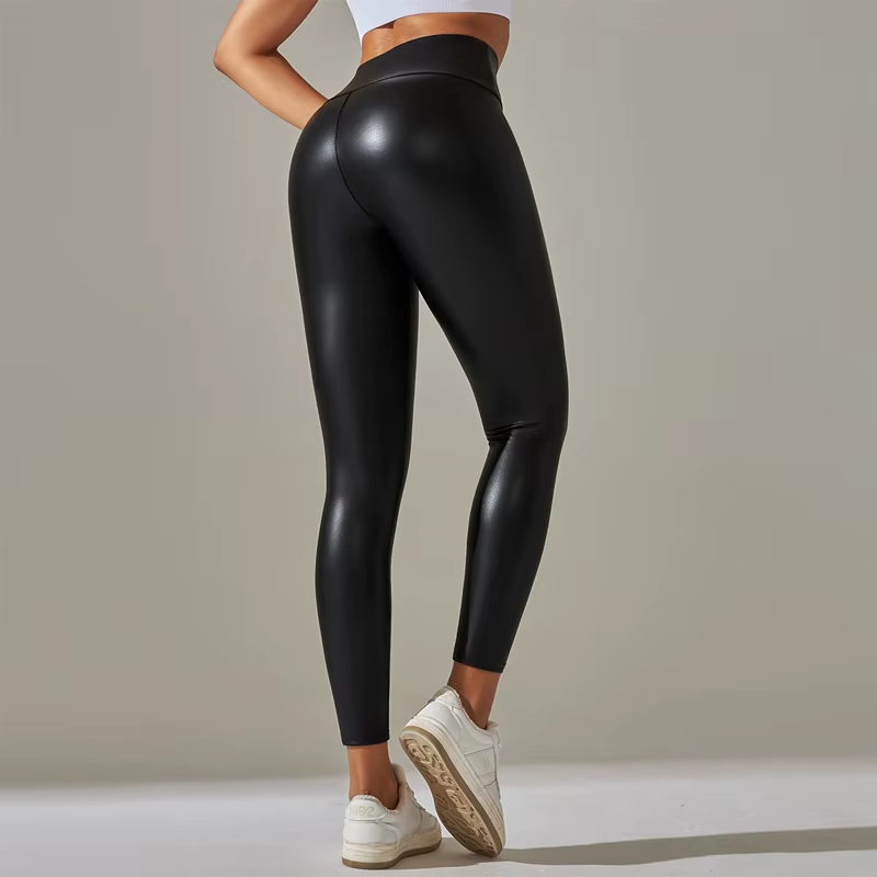 Leggings surdimensionnés pour femmes, pantalons en cuir PU taille haute, serrés et Sexy, pantalons d