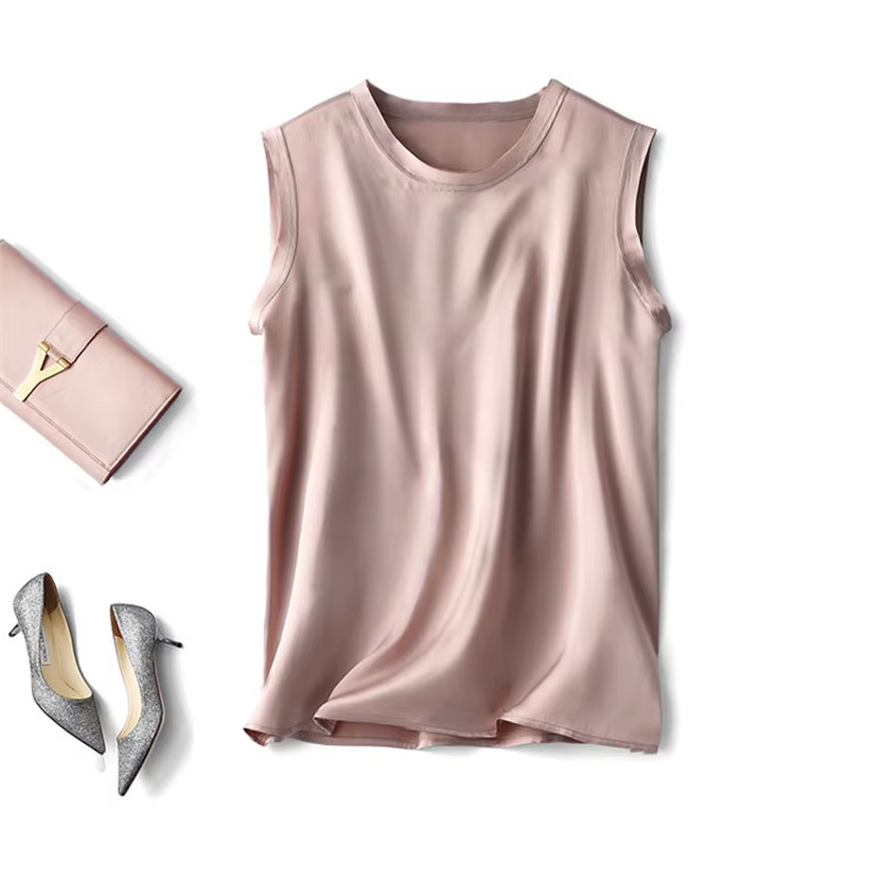 Été blusas élégantes chemise coréenne femmes mode Satin réservoir été bureau dame glace soie hauts