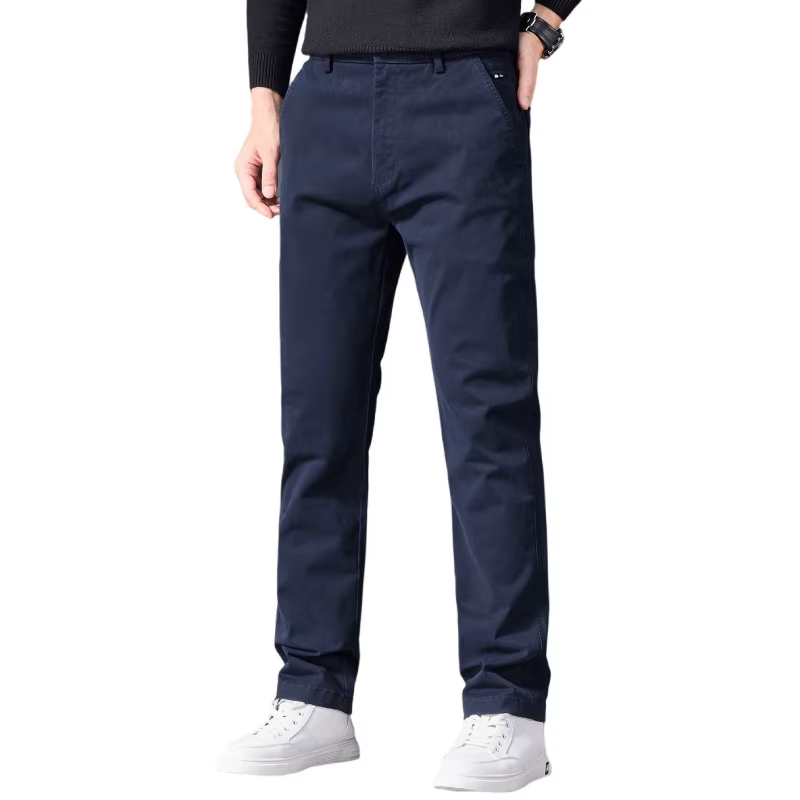 Pantalon en coton pour homme, coupe droite classique, élastique, couleur unie, décontracté, pour aff