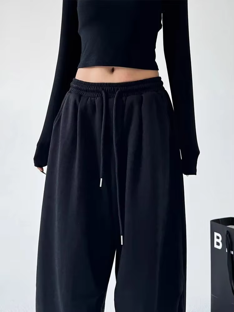 Pantalon de survêtement Y2K Harajuku à jambe large pour femme, streetwear ample et oversize gris, pa