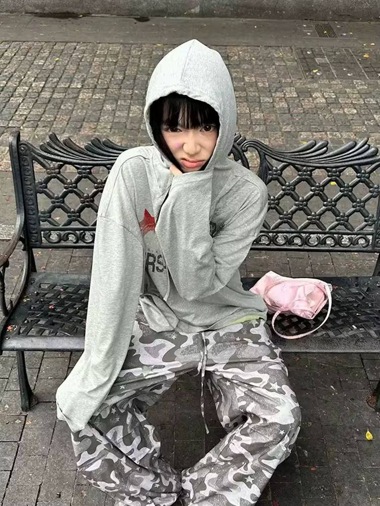 Tonngirls Y2k Vintage T-shirt femmes décontracté ample imprimé graphique hauts à capuche japonais an
