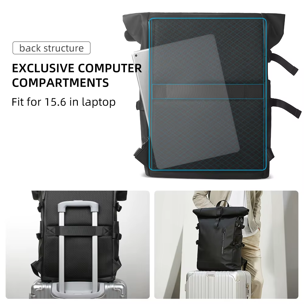 HK sac à dos de voyage extensible hommes grande capacité étanche 15.6 "sac pour ordinateur portable