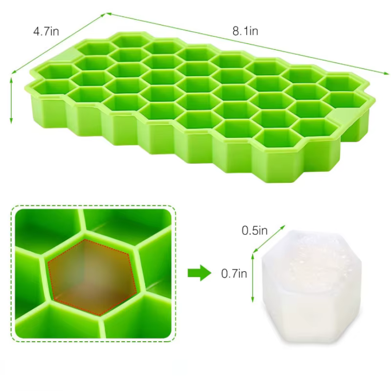 Bac à glace mobile 37 en nid d'abeille en silicone, avec couvercle amovible, moule à glaçons en sili