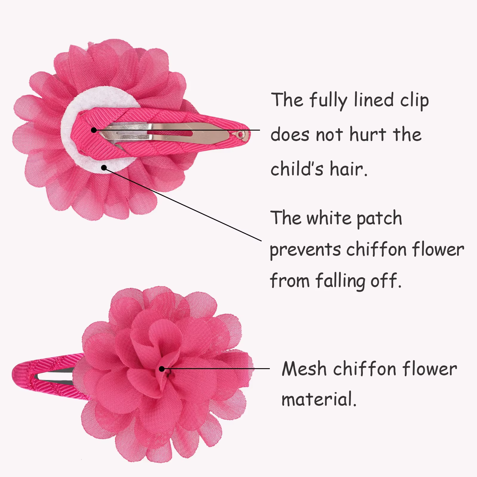 6 pinces à cheveux antidérapantes en forme de fleur en mousseline de soie, accessoires pour cheveux