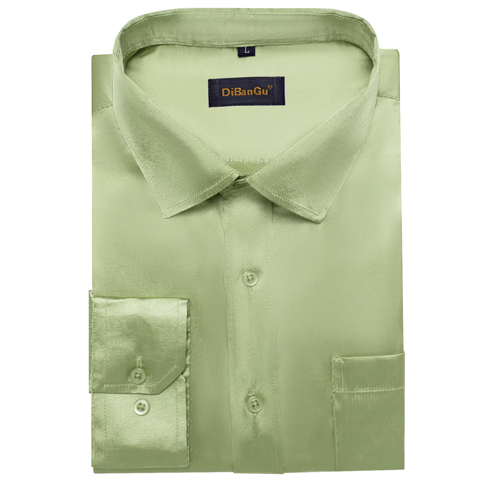 Chemises en satin uni pour hommes – Vert sauge, noir, jaune, rouge – Chemises habillées à manches lo