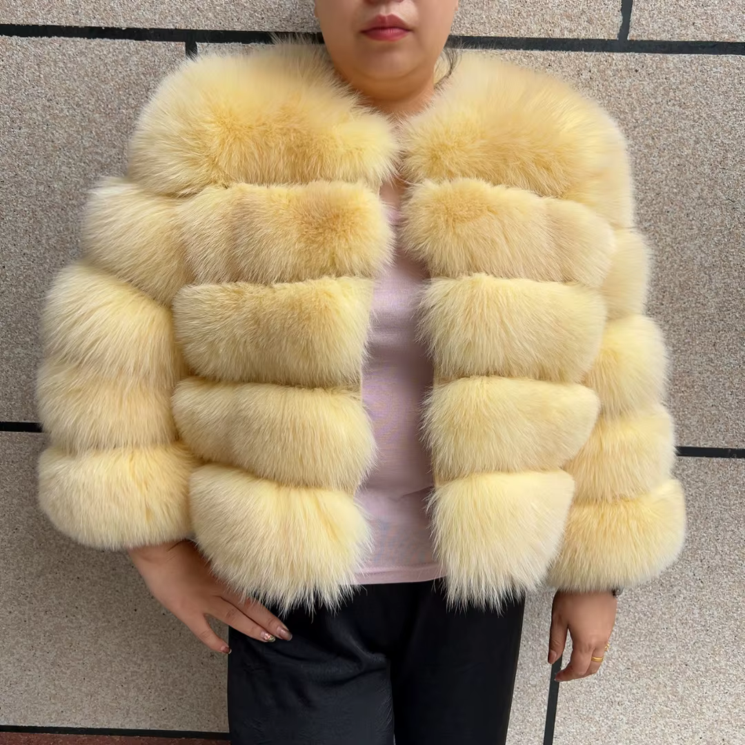 Nouveau manteau de fourrure de renard véritable femmes hiver chaud 100% veste de fourrure naturelle 