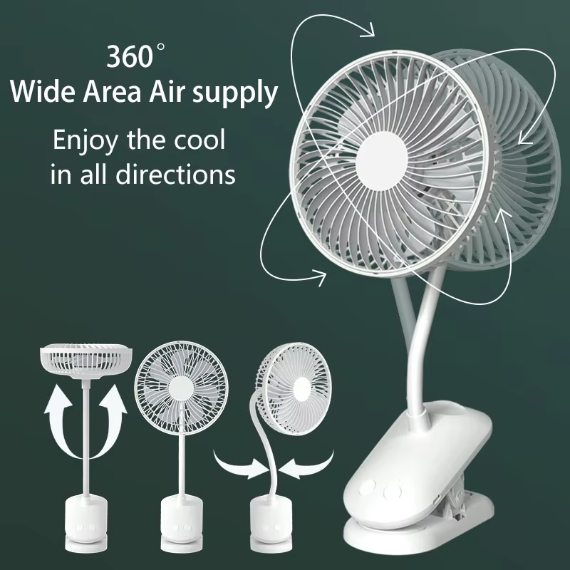 KASYDoFF-Ventilateur de table rotatif à 720 °, portable, avec 4 engrenages, silencieux, pour pousset