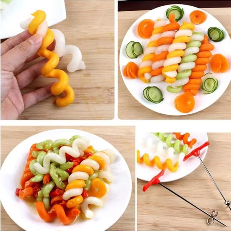 Coupe-légumes en spirale pour pommes de terre, carottes, concombres, trancheuse, rouleau manuel, cou