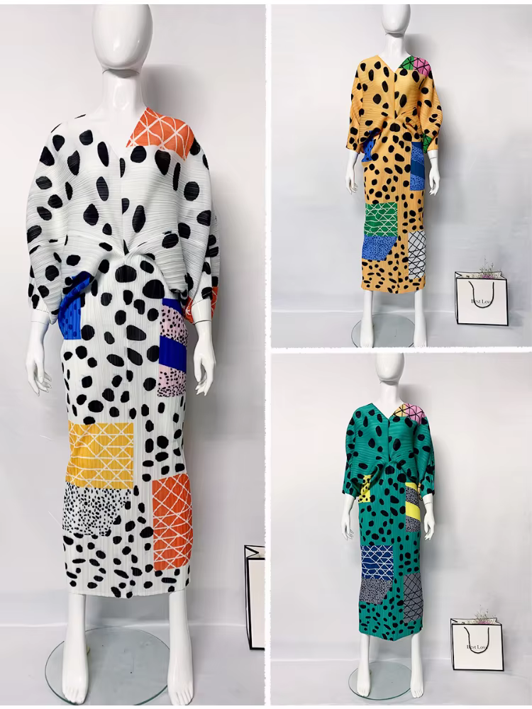 Robe plissée à manches chauve-souris à col en V pour femmes, robes mi-longues à boutonnage simple, v