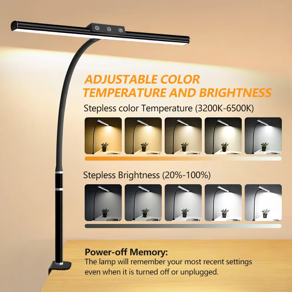 Lampe de bureau architecte LED à tête simple/double/triple pour la maison, soin des yeux, sans lumiè