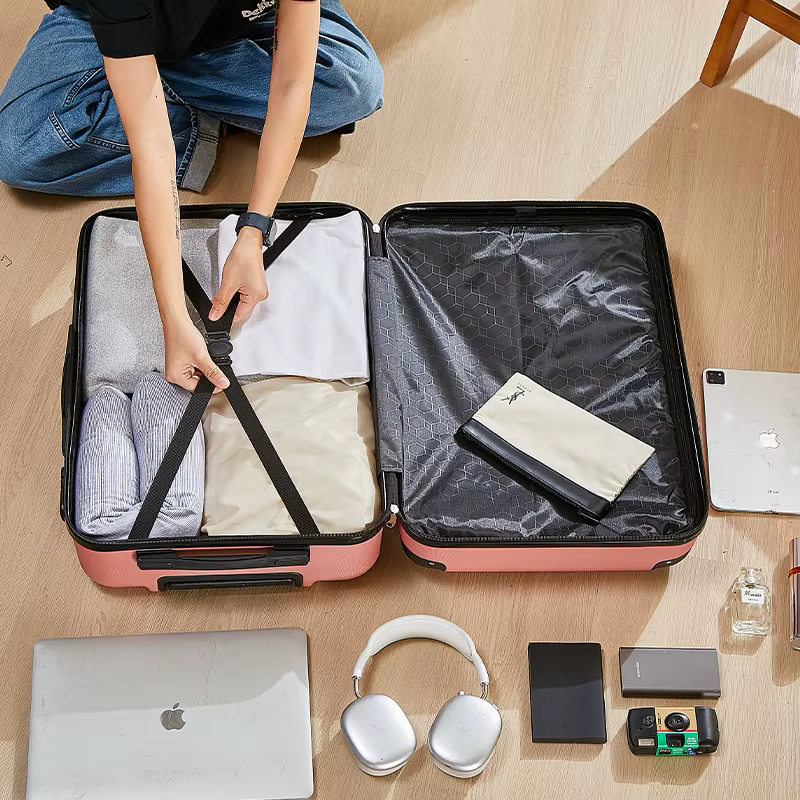 Valise à bagages de 20 à 28 pouces avec roulettes, sac de voyage avec porte-gobelet et support pour