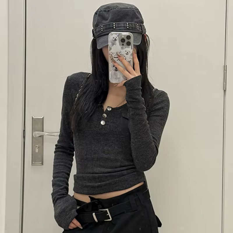 Tonngirls Harajuku Vintage t-shirt femmes à manches longues maigre Y2k américain rétro 90s culture h