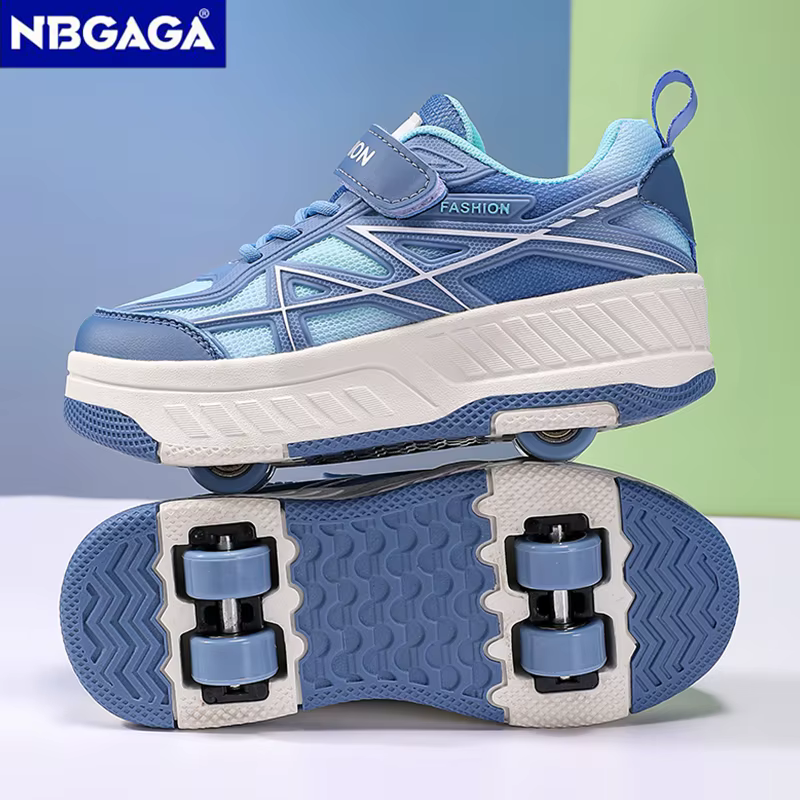 Chaussures de roller avec roulettes amovibles à quatre roues pour enfants, garçons et filles, basket