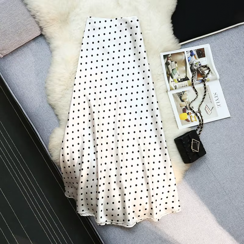 Jupes sirène en satin à pois style vintage Seoulish pour femmes, nouvelle collection printemps-été 2