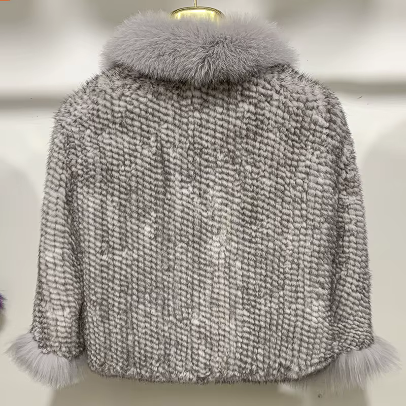 Nouveau Poncho en vraie fourrure de vison tricoté 100% naturel véritable fourrure de vison châle nat