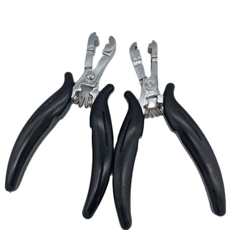 Pince de Type plat avec poignée noire, rainure de 6mm, pour Extensions de cheveux pré-collées, outil