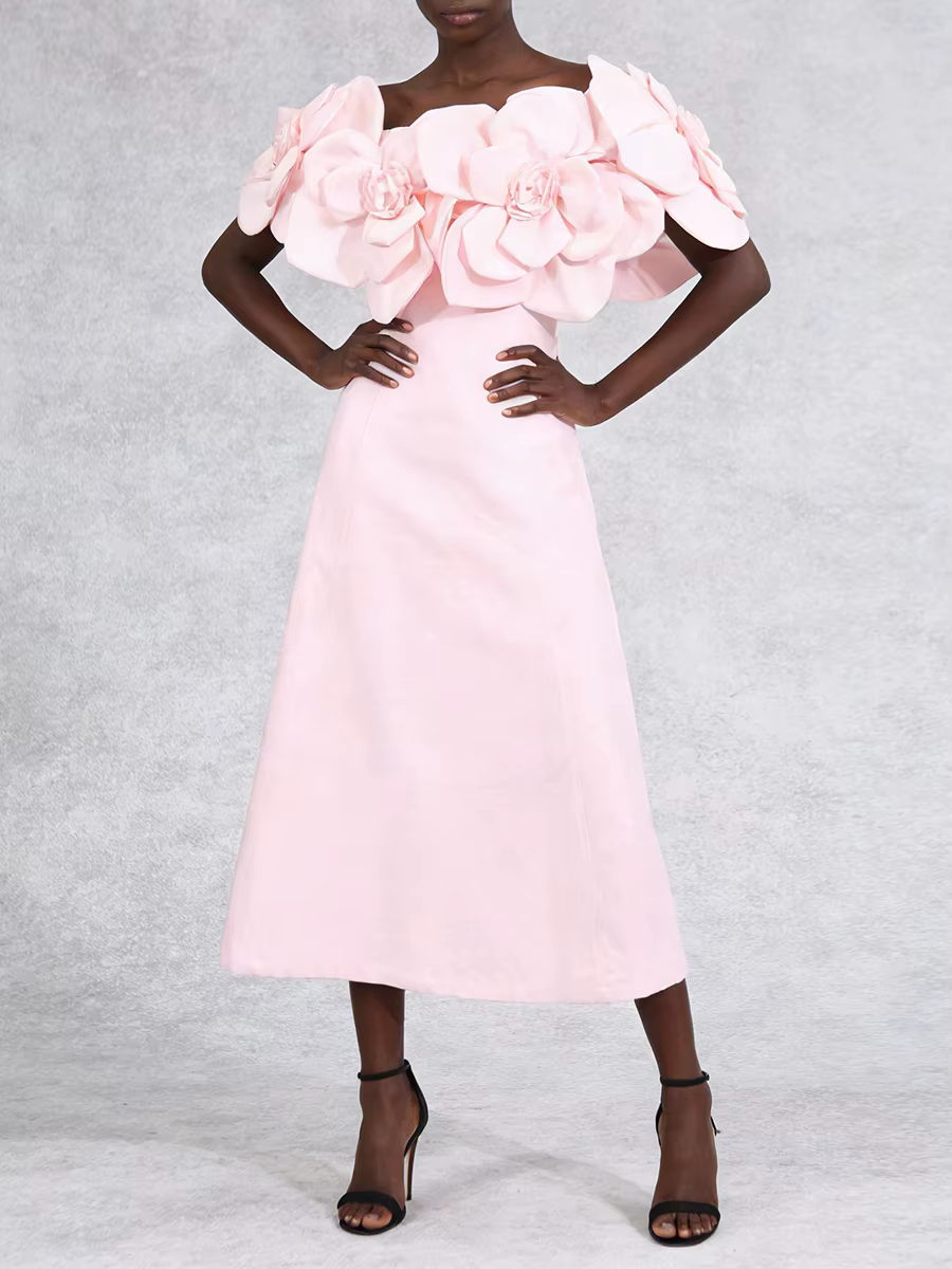 VGH – robe de dîner élégante et solide pour femmes, col en V, manches épaules dénudées, taille haute
