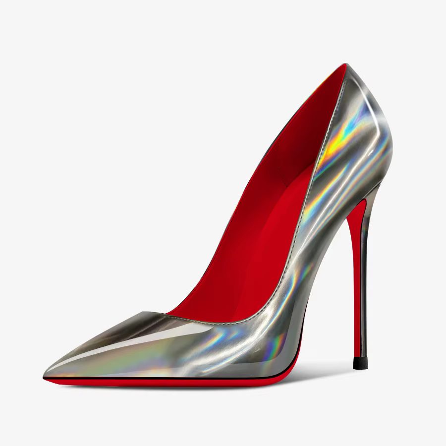 2025 nouveau laser argent 12 cm sexy bouche peu profonde talons super hauts pour les femmes, talons