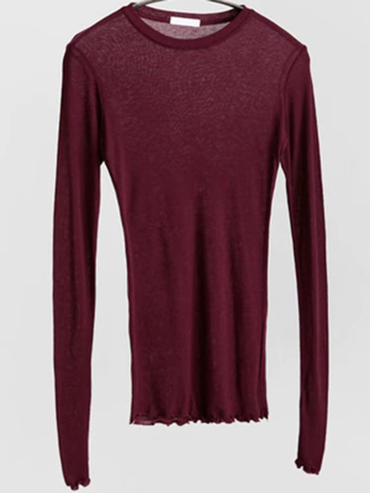 T-shirt uni à manches longues pour femmes, de haute qualité, élastique, basique, décontracté, Sexy, 