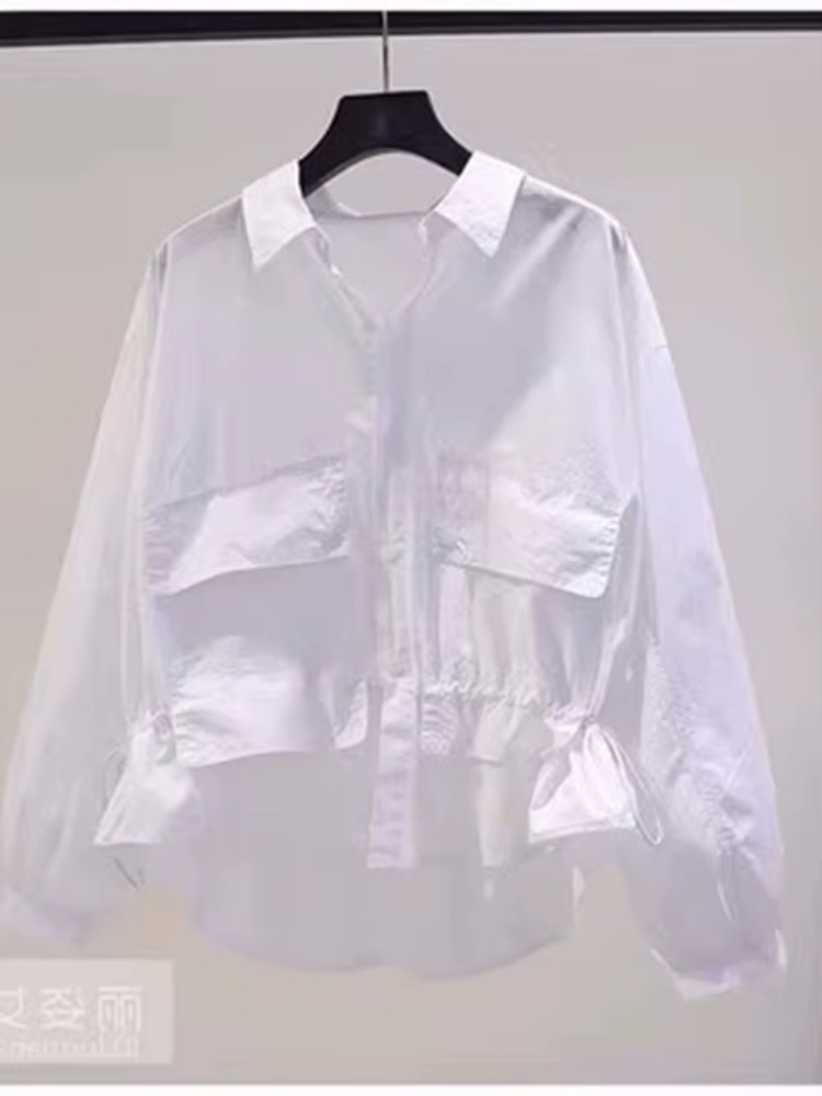 Chemise 50% Coton à Manches sulfpour Femme, Chemisier à Poches, Double Haut, Nouvelle Collection Pri