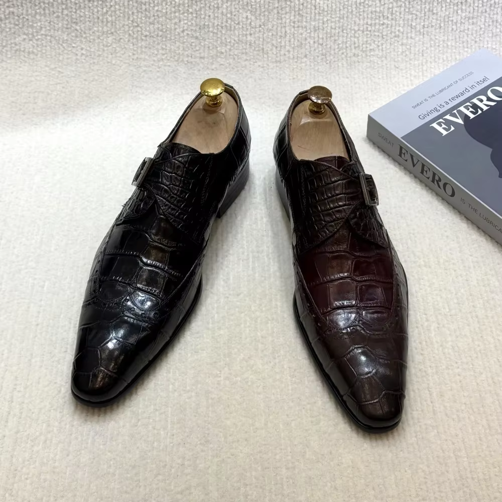 FELIX CHU mocassins formels à enfiler en cuir véritable pour hommes, chaussures de robe de mariée ri