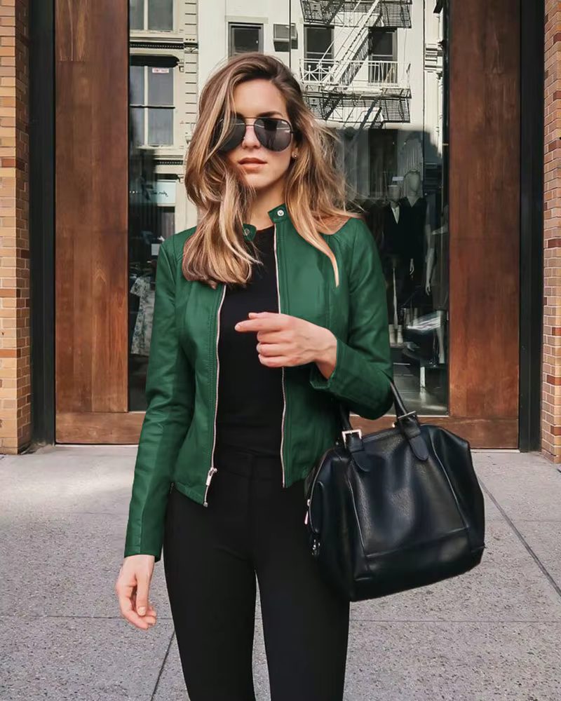 Veste bombardier Vintage en cuir PU pour femme, coupe-vent à fermeture éclair, mode décontractée, au