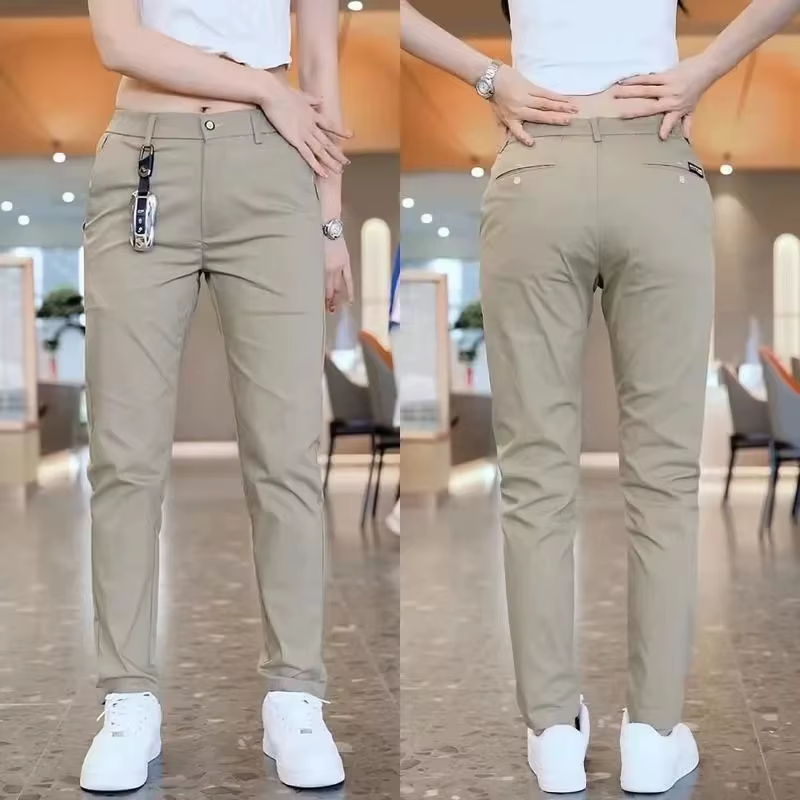 Pantalons décontractés pour hommes, mode coréenne, Slim Fit, haute qualité, taille élastique, droits