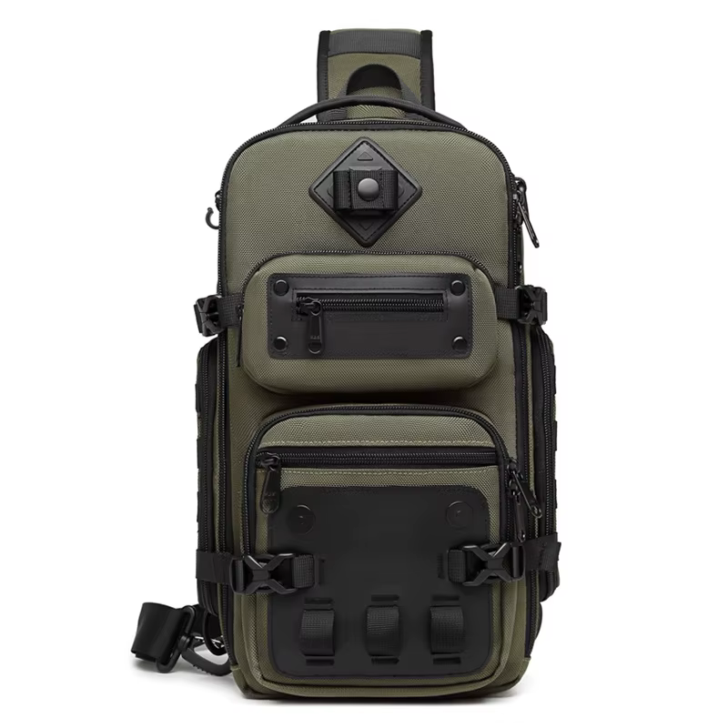 Ozuko sacs de ventre sac de poitrine pour hommes en plein air tactique une épaule sac à bandoulière 