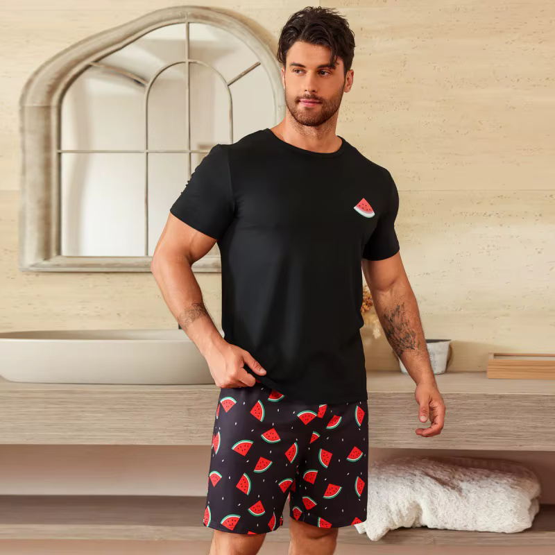 Ensemble de pyjama et de vêtements de détente pour hommes, nouveau modèle ample deux pièces, couleur
