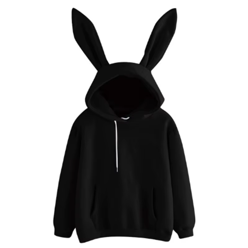 2025 automne et hiver nouveaux vêtements pour femmes Harajuku Wei à capuche lapin à capuche couleur