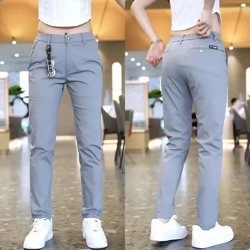 Pantalons décontractés pour hommes, mode coréenne, Slim Fit, haute qualité, taille élastique, droits