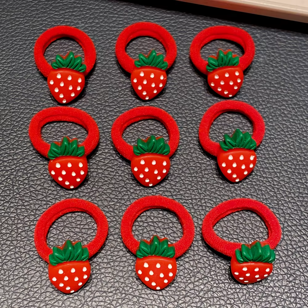 Ensemble d'attaches de cheveux multicolores en forme de fraise, 10 pièces, Design mignon, accessoire